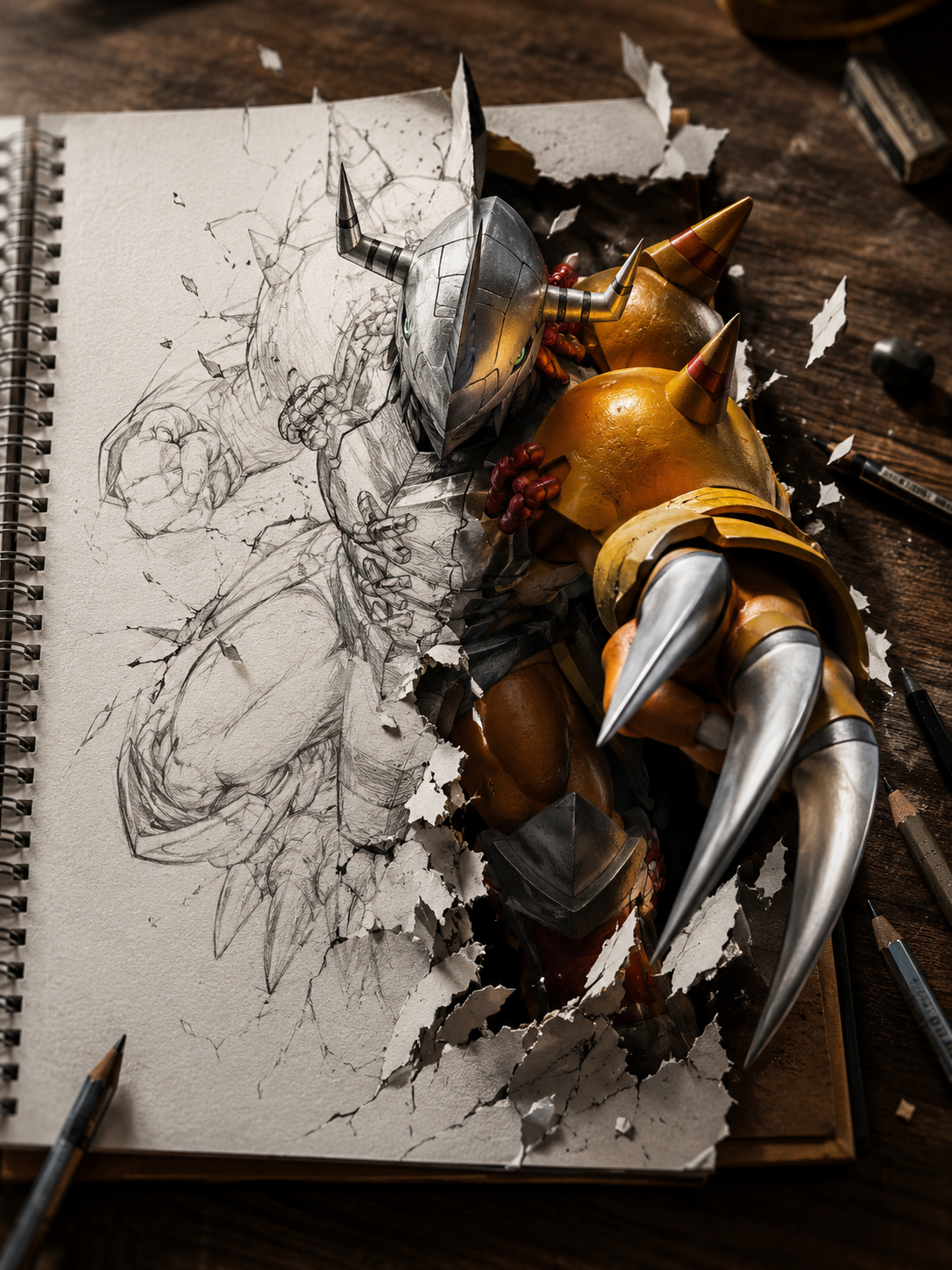 Break Through The Sketch‑Paper: WarGreymon